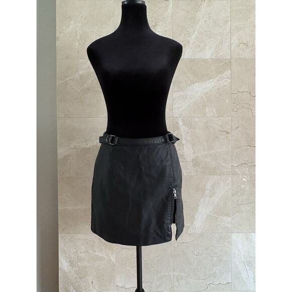 Free People Vegan Leather Midnight Magic Mini Skirt - 2 - Black Moto Grunge Glam - Picture 5 of 16